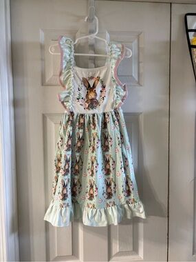 Girls Mint Bunny Ruffle Sundress
